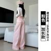 Gray sweatpants women's autumn new drape high waist casual straight sweatpants drawstring lulu wide leg pants