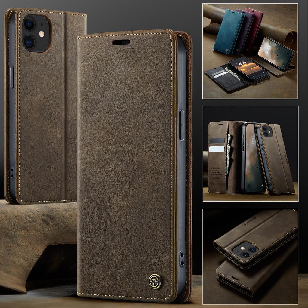 For iPhone 12 mini 5.4 inch Case CASEME 033 Series RFID Blocking Wallet Stand Calf Texture Leather Phone Cover