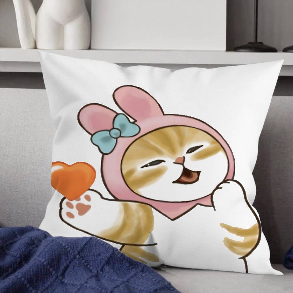 Cat M-Mofusand Cute Pillow Case Throw Pillow Cover Nordic Vintage Style Cushion Covers Home Living Room Sofa Couch Seat Decor