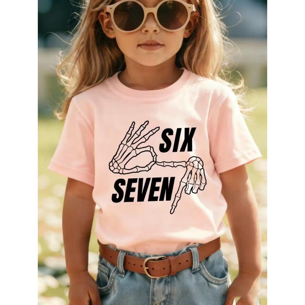 Fashion Men and Women's T-shirt Funny Digital 6 7 Print T-shirt Loose Short Sleeve Tops Summer Casual Kids Clothing