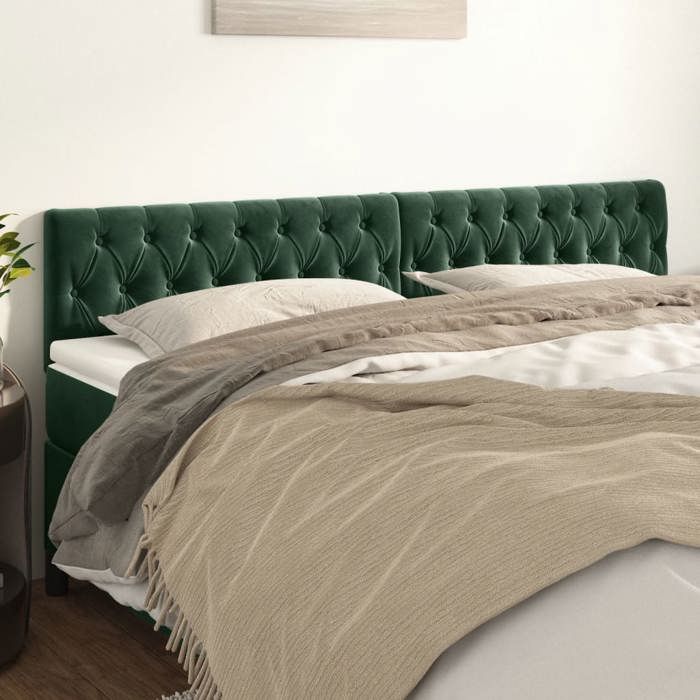 VidaXL 2x Headboards Bedroom Furniture Bed Accessories Single Bed Heads Interior Bed Frame Heads Dark Green 346393