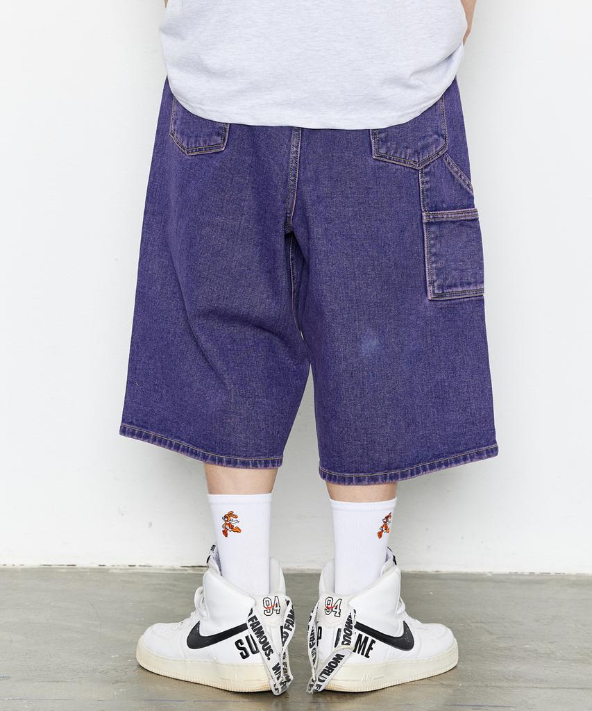 Bieseulaebis Carpenter Loose Fit Denim Shorts Purple