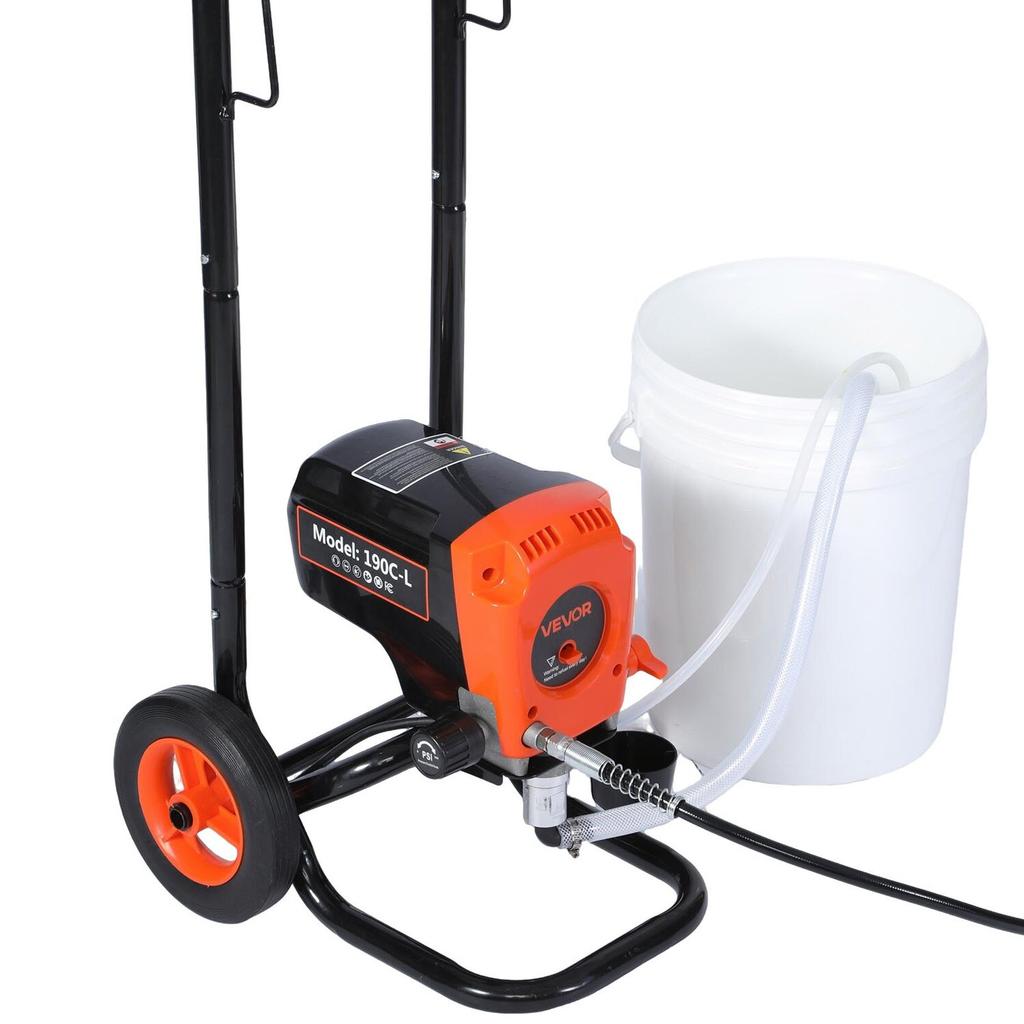 Stand Airless Paint Sprayer, 900W, 3300PSI High Pressure Airless Sprayer with Cart, Cleaning Brush, Hose, Extension Rod, Nozzles, Electric Spray Paint