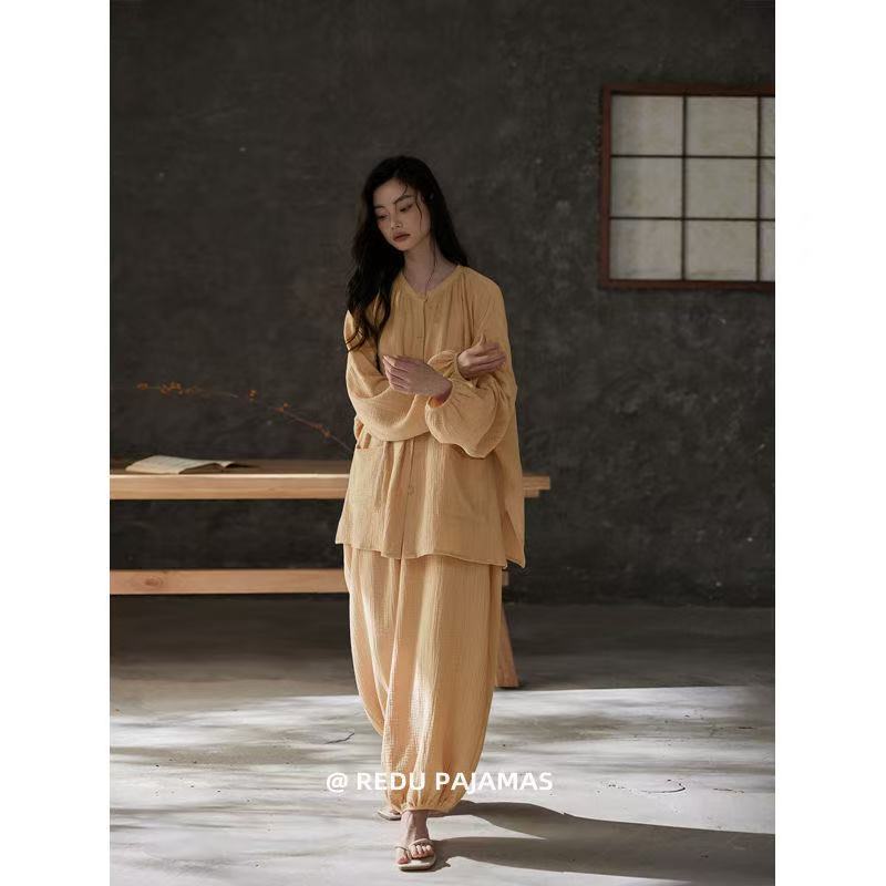 

Cloud cotton pajamas women s spring and autumn new long-sleeved trousers can be worn outside autumn and winter loungewear set in stock xxl recommended 70-80kg wear