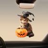 Halloween katt biltilbehør anheng heks lue design katt formet gresskar hengende ornament bil bakfra