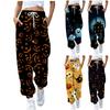 Pantalon décontracté imprimé Halloween pour femmes, cordon de serrage, taille élastique, avec poches