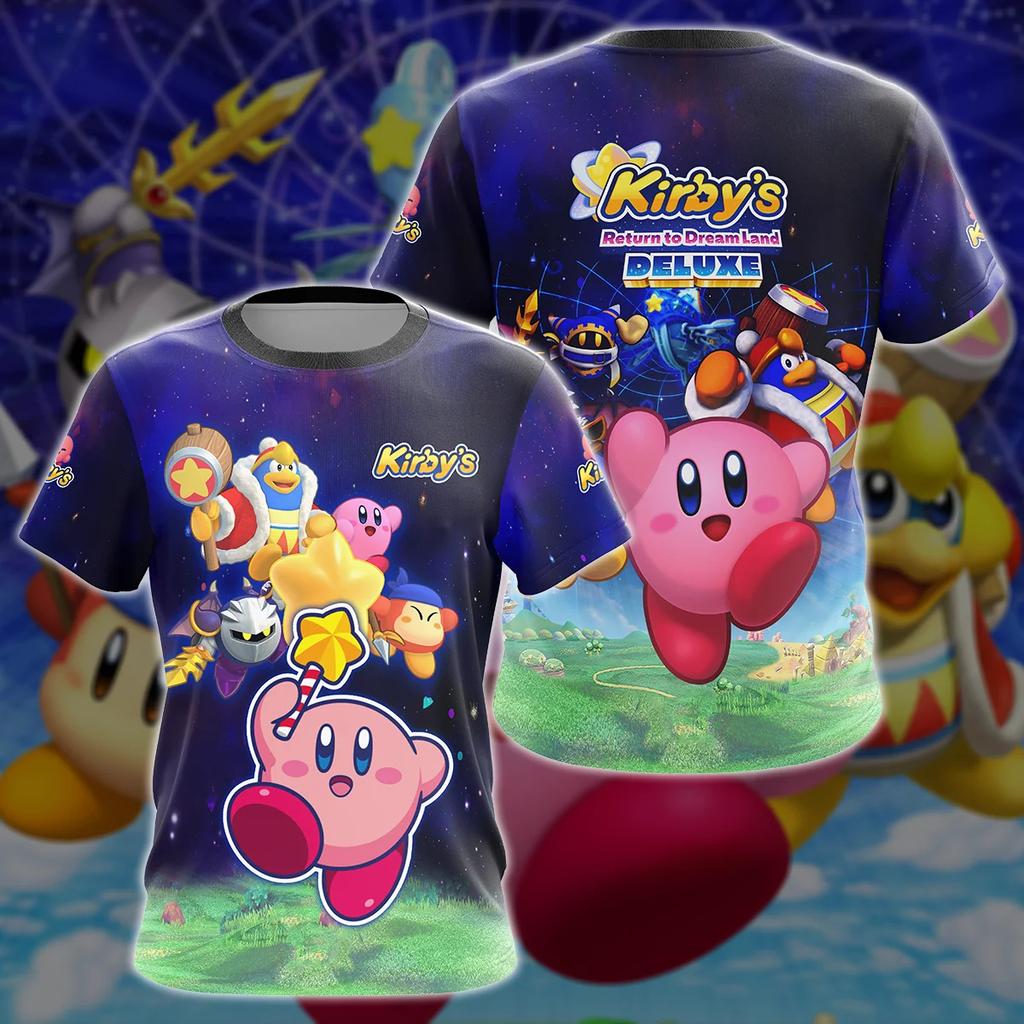 2024 Summer Men's 3D Print Kirby's Return To Dream Land Deluxe Video Game T-shirt Children's Street Short Sleeve Kids Adults Top