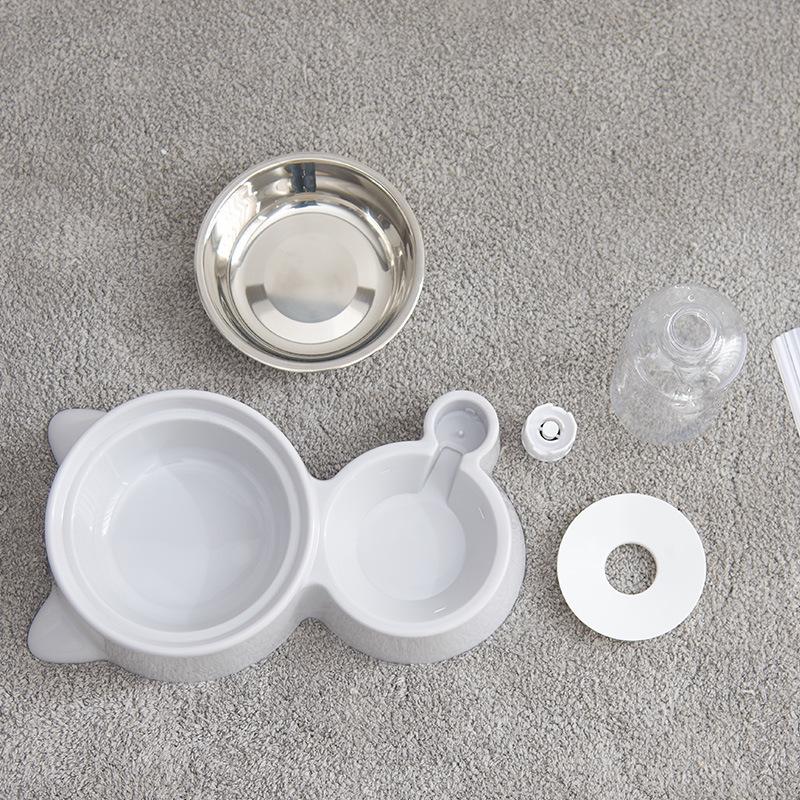 Anti-Spill Pet Food & Water Bowl Set for Cats & Dogs - Automatic Drinking Bowl Included