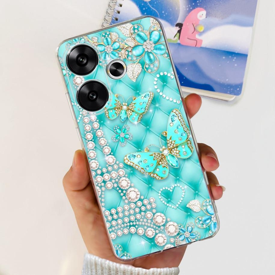 For Xiaomi Poco F6 Case Popular Butterfly Flower Soft Clear Silicone TPU Back Cover For Xiaomi Poco F6 5G F 6 PocoF6 Phone Cases