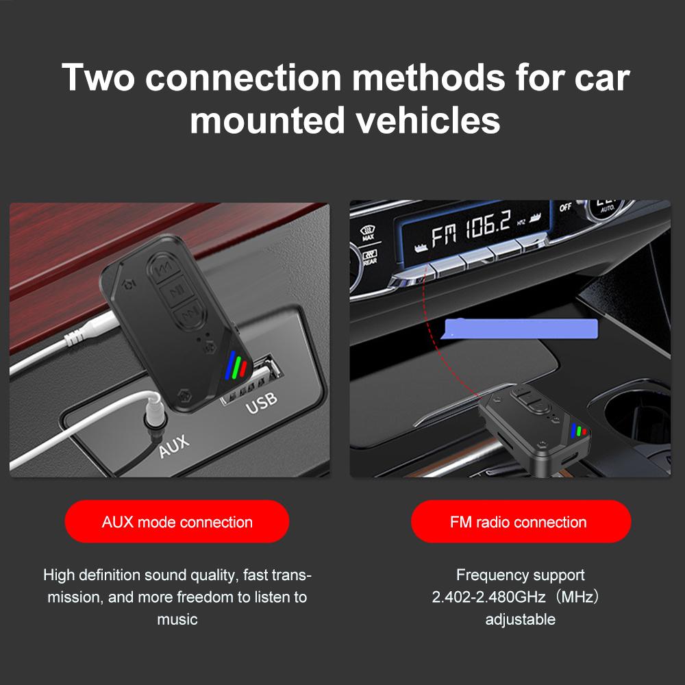 4-IN-1 Bluetooth 5.3 Receiver Transmitter FM Stereo AUX 3.5mm Jack Wireless Audio Adapter Remote Control For TV Speaker Car Kit