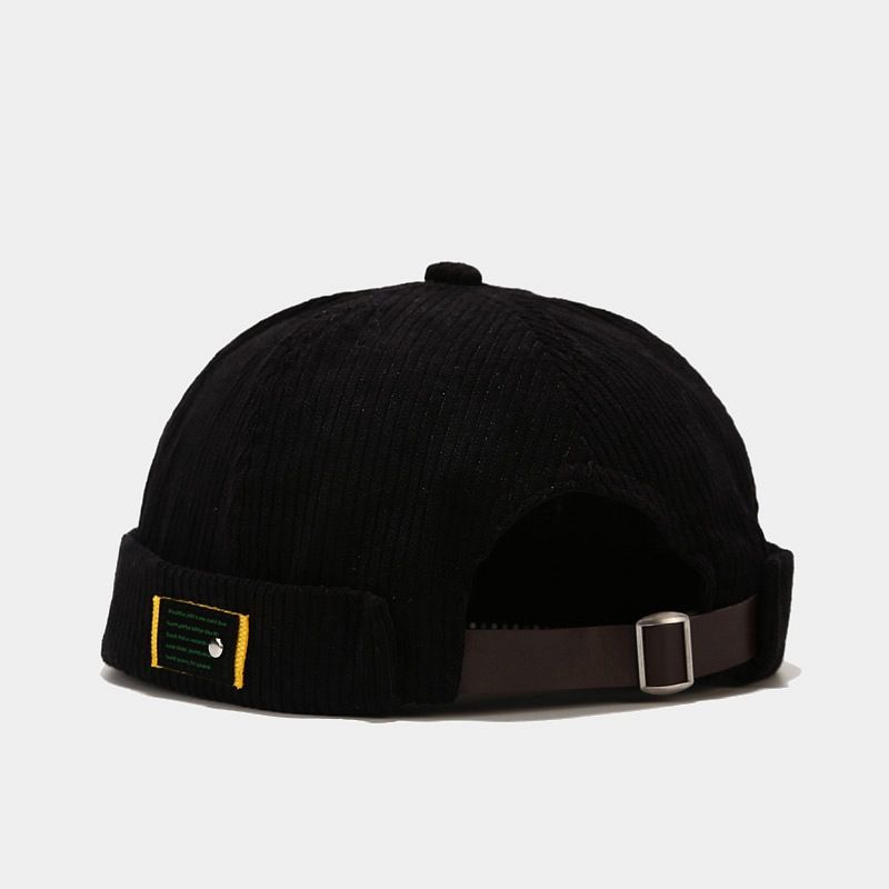 

Chinese Landlord Hat K-style New Arrival Personalized Labeling Corduroy Yuppie Hat Men Trendy Japanese Style Harajuku Retro Skullcap Women Black M(56-58cm)