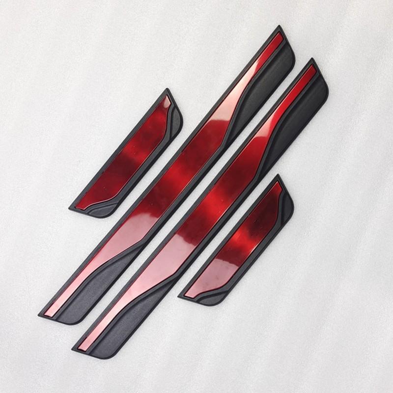 4PCS Plastic Stainless Steel Car Accessories Auto Door Sill Pedal Welcome Scuff Plate Cover