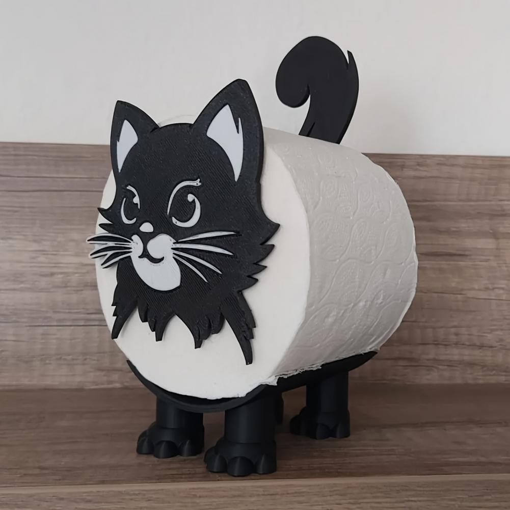 Toilet Roll Holder 3d Printed Toilet Paper Stand Adorable Black Cat Toilet Paper Holder Cute Bathroom Organizer for Tissue