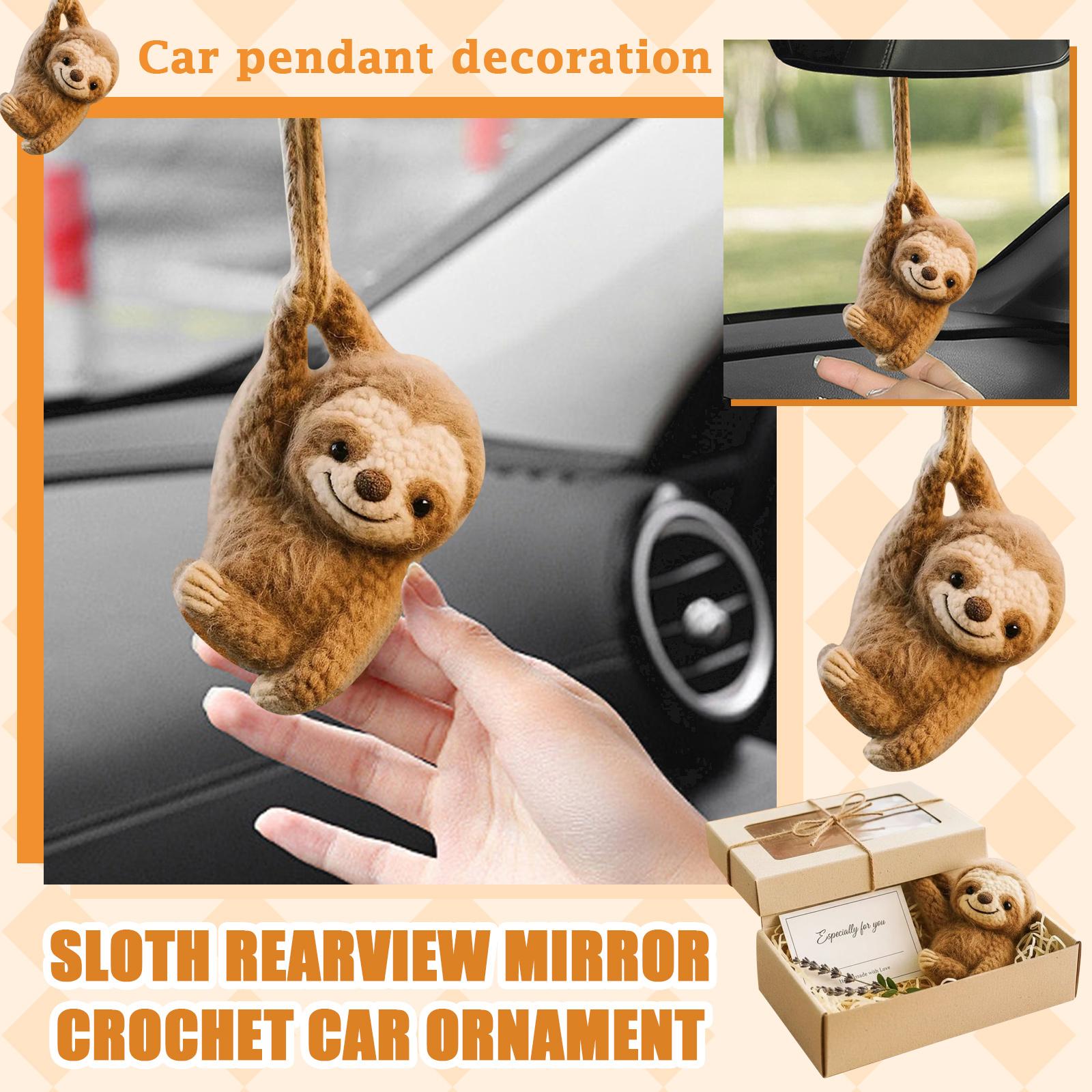 

Sloth Rearview Mirror Crochet Car Ornament One Size
