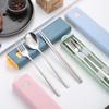 304 Stainless Steel 3-Piece Cutlery Set: Spoon, Fork, Chopsticks with Portable Storage Box for Students & Outdoors
