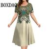 Modne Eleganckie Sukienki Damskie Luźna Sukienka Trapezowa Damska Sukienka z Krótkim Rękawem Kwiatowy Wzór Codzienna Damska Odzież Plus Size