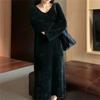 Medium and long mink fleece sweater dress for women's autumn and winter new loose and lazy pullover knitted bottoming skirt
