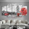 5 Panels Landscape Posters Canvas Painting Building Prints Red London Clock Modern Home Decor Wall Art Pictures For Living Room