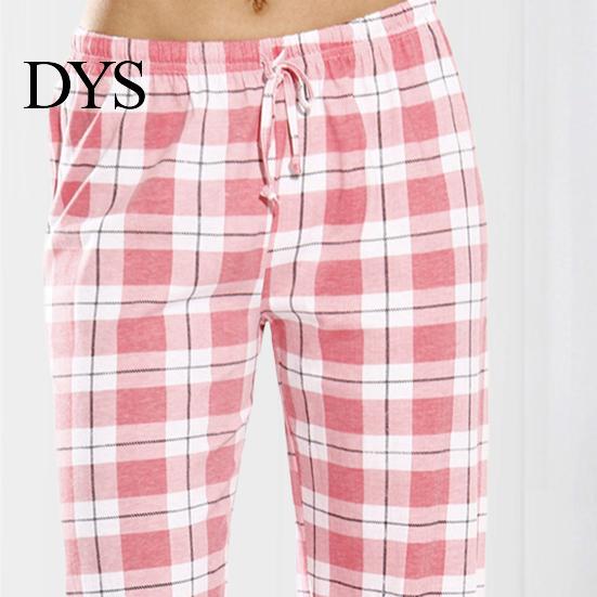 Loose Leg Women Trousers Long Pants Elastic Drawstring Waist Wide Casual Checked Pattern for Sporty Style Fit Home Versatile Leisure