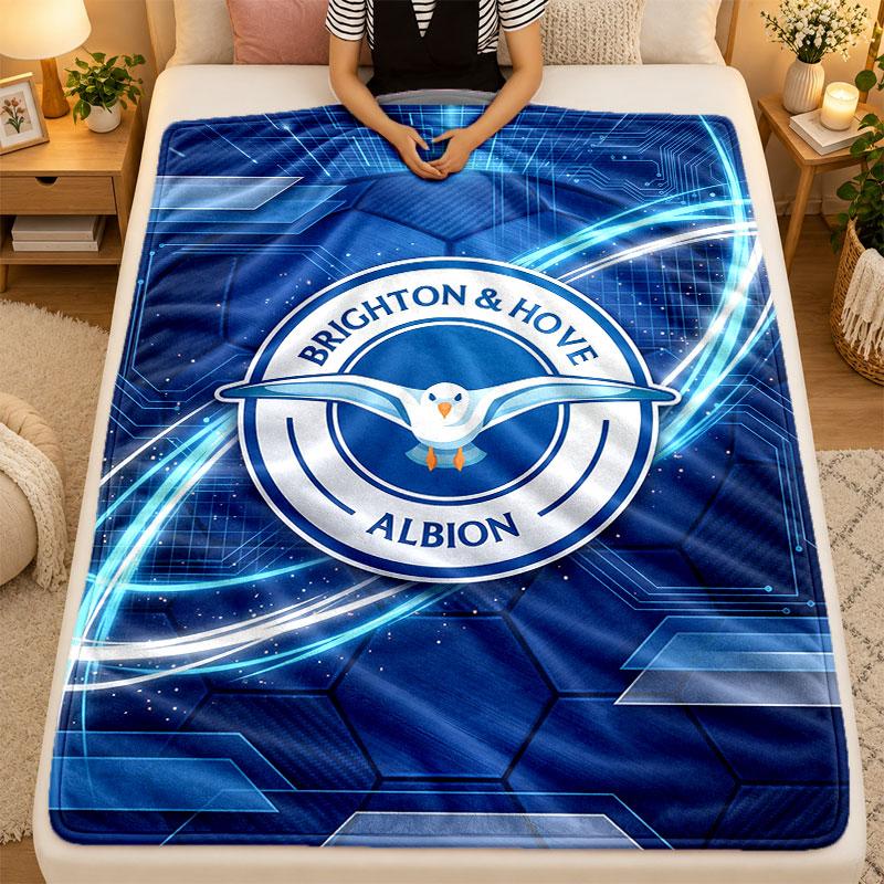 Flannel BlanketBrighton & Hove Albion Football Warm Soft Throw Blanket for Indoor Sofa Bed Living Room Use
