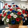 10 Pcs Artificial Fake Pansy Flowers for Outdoor Patriotic Red White Blue UV Resistant Faux Silk Flowers for 4th of July Front Door Porch Patio Window