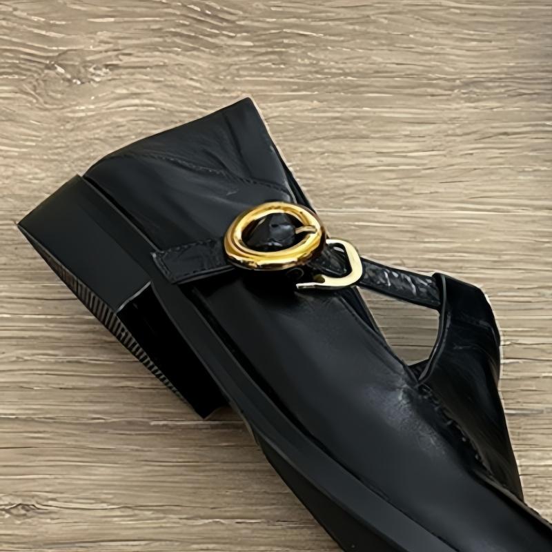 Fashion T-strap Buckle Flat Shoes 2025 Designer New Spring Casual Women Loafers Mary Jane Comfortable Soft Walking Lady Flat Shoes