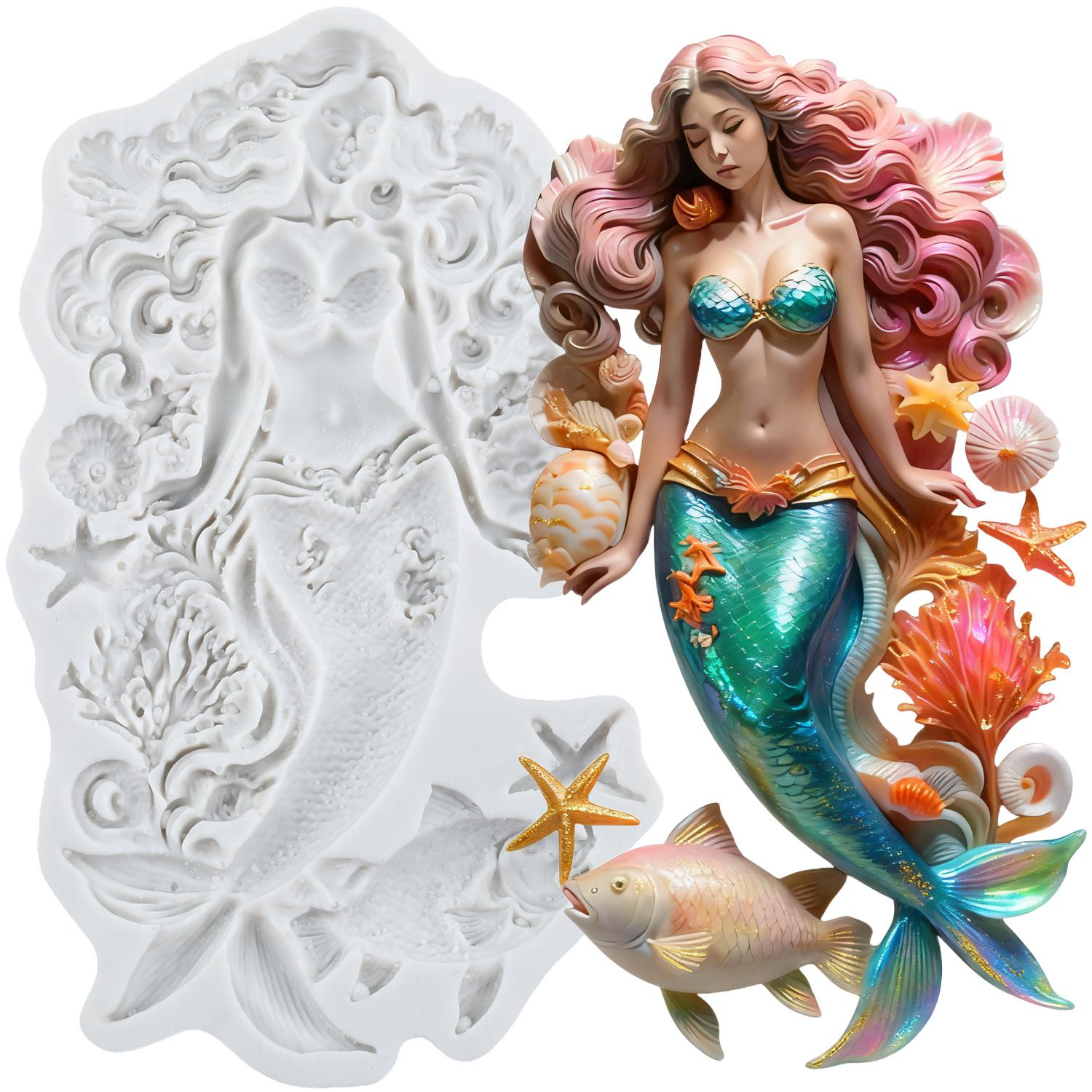 

Силиконовая форма Русалка Рыба Морская звезда Формы для мастики Инструменты для украшения торта Топпер для кексов Конфеты Сахарная мастика Полимерная глина серый