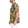 Men's Printing Short Sleeve V-neck Working Blouse Chest Pocket Carer Top
