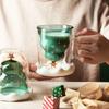 Christmas Tree Double Wall Glass Mug – Heat Resistant Snow Mountain Cup for Coffee, Milk & Holiday Drinks