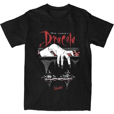 Men's New Horror Element Dracula Print 100% Cotton Short-sleeved T-shirt Loose and Breathable Clothing Top