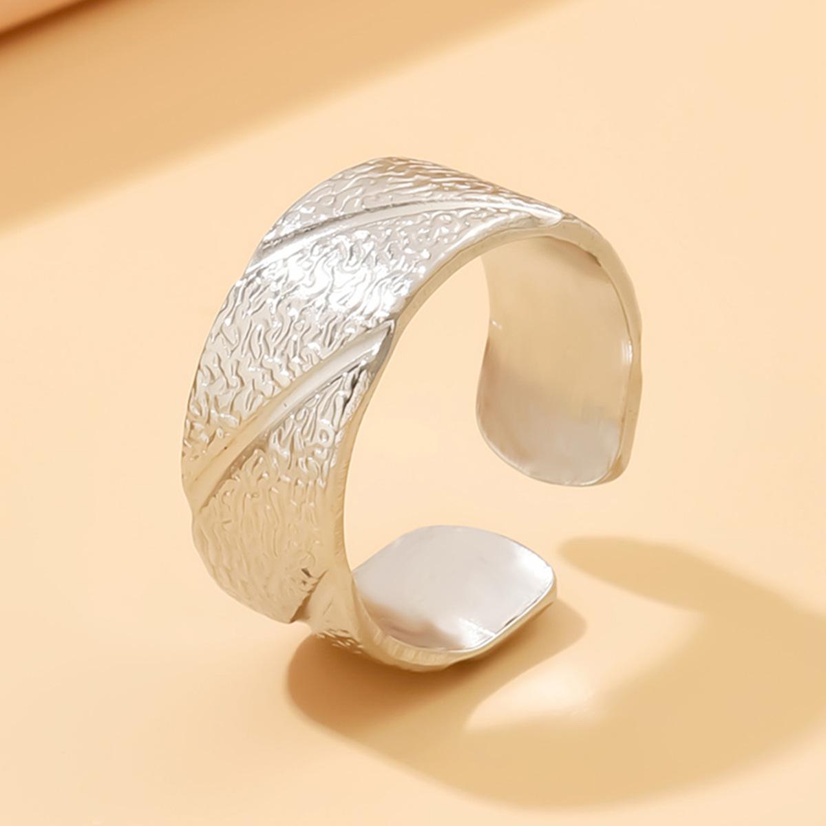 European Geometric Embossed Stainless Steel Boyfriend Ring