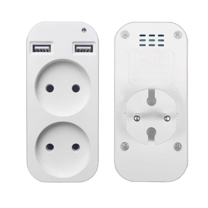 1ks European Plug Conversion Plug Multifunkční zásuvka Přenosný duální USB port Německý Francouzský Ruský Univerzální zásuvka