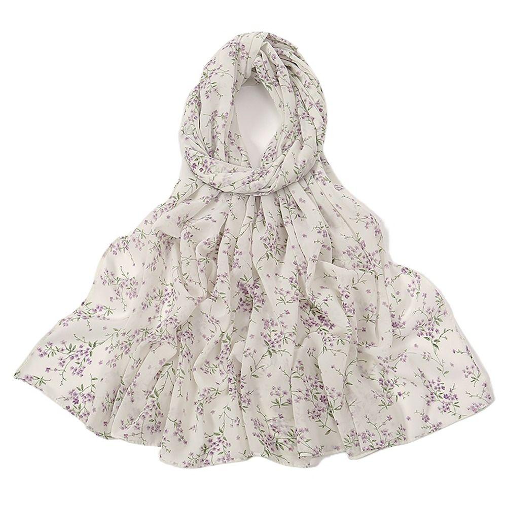 Skin-friendly Long Shawl Chiffon Printing Pashmina Light Luxury Wrap Hijab  for Woman