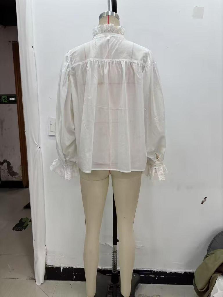 Women's 2025 Spring/Summer European & American Fashion Breathable Embroidered Single-Breasted Top Shirt