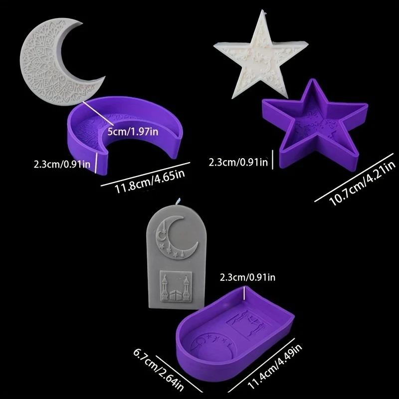 1PCS Resin Silicone Molds - Star And Moon Silicone Molds for Candle And Resin Crafts - Handmade Casting Kit, Ramadan Gift