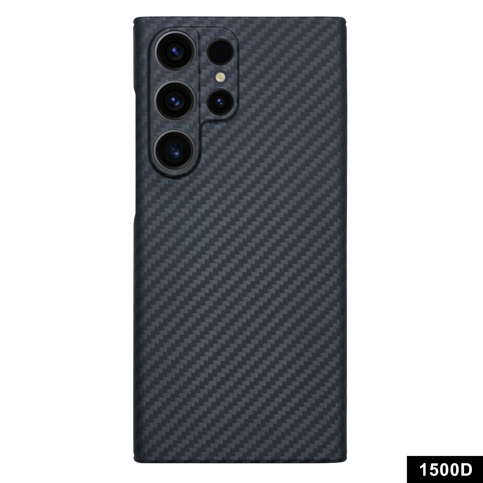 

Для чохла Samsung Galaxy S23 Ultra 1500D Арамідне волокно грубої текстури Захист від подряпин Точний виріз Задня панель телефону Black