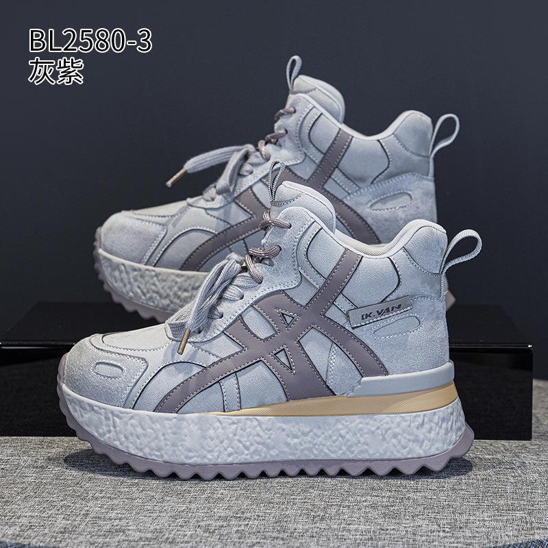 Thick-soled high-top Forrest Gump shoes New autumn lightweight leather breathable sports and leisure dad shoes