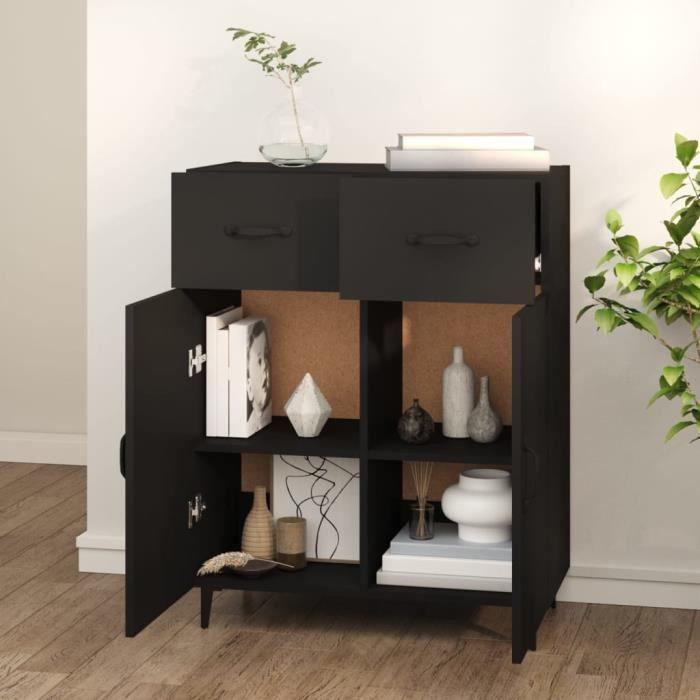 812196 vidaXL Buffet Noir 69,5x34x90 cm Bois d'ingénierie