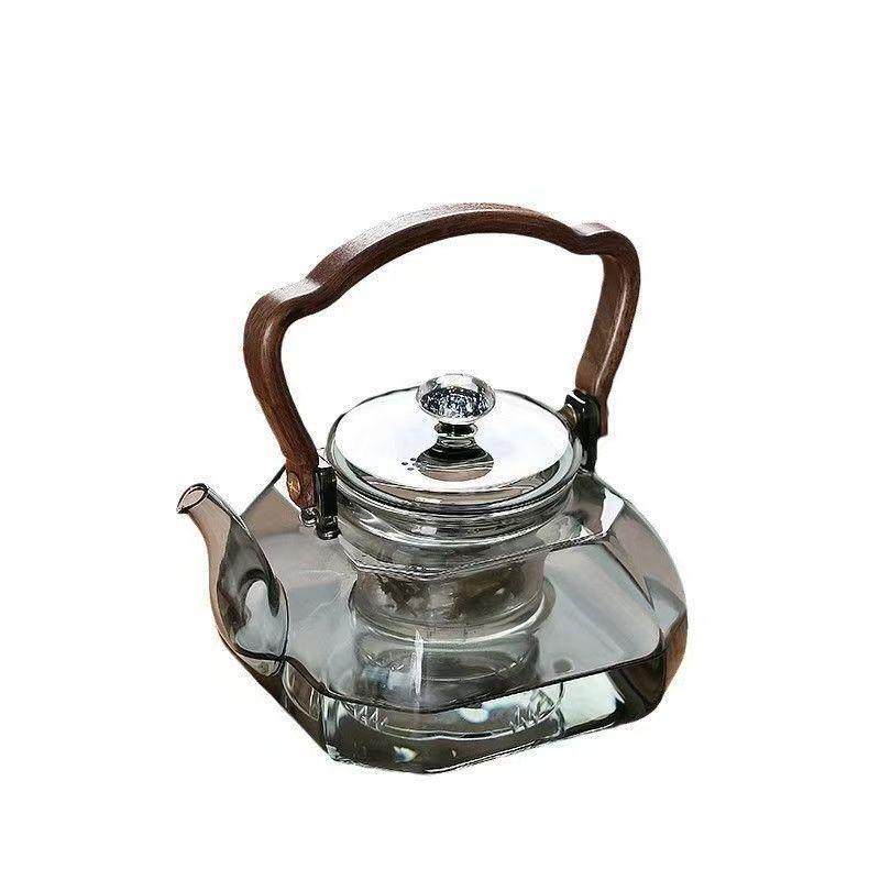 High-Temperature Resistant Borosilicate Glass Teapot with Handle for Stove-Top Brewing