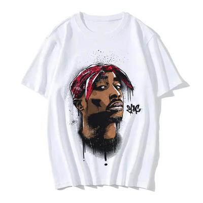 Fashion T-shirt Rapper Tupac Top Hip Hop Street Wear Short Sleeve T Shirt Men's and Women's Tshirts Harajuku Oversize Clothing