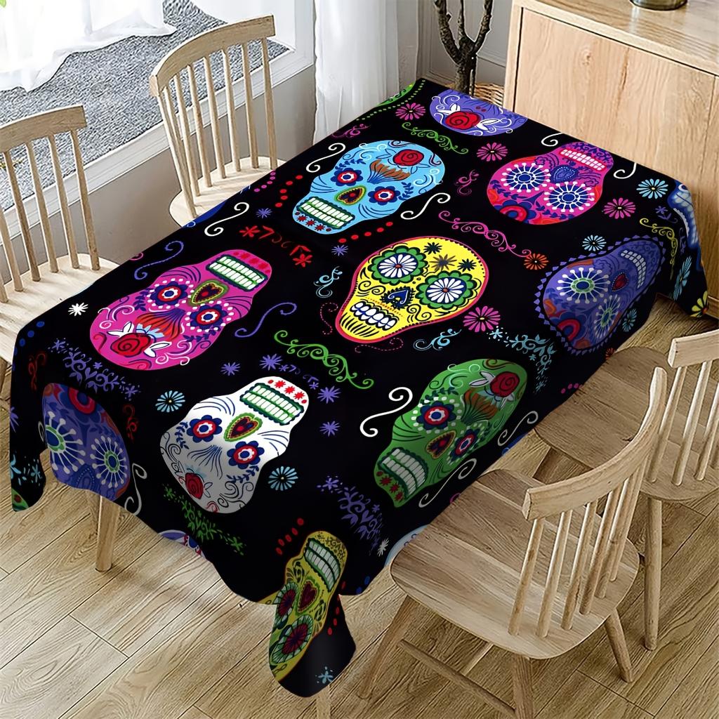 Day of The Dead Rectangle Table Cloth for Table Decor Kitchen Dining Waterproof Reusable Tablecloth for Tables Wedding Party