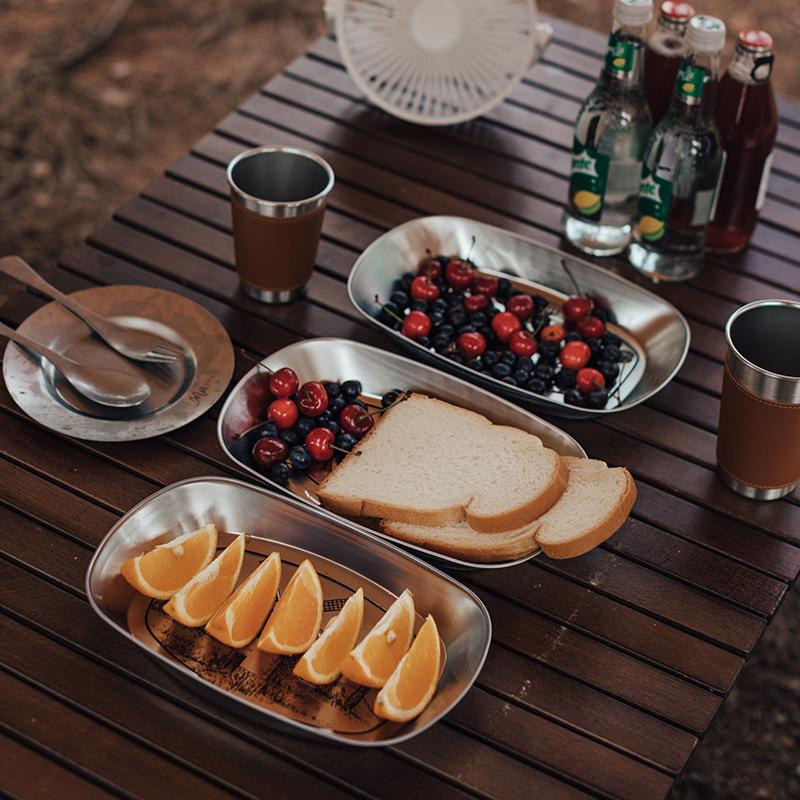 Outdoor Camping Fruit Tray European Retro Tinplate Metal Practical Snack Tray Fruit Basin Outdoor Tableware