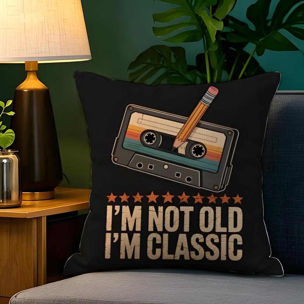 Pop Art Retro Cassetteband Kussensloop Natuurlijk Linnen Kussensloop Dubbelzijdig Decor Bank Kussensloop Woondecoratie