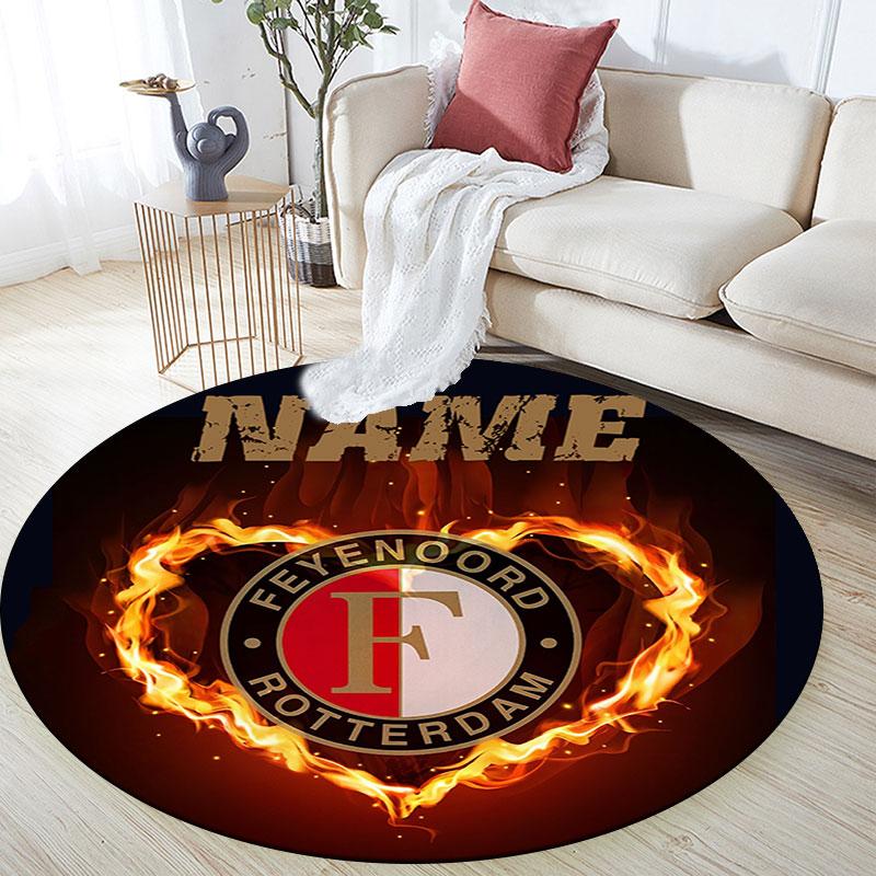 Custom Name,Feyenoord Rotterdam Pattern Round rug,Carpet Rug for Living Room Bedroom Playroom ,Non-slip Floor Mat,Holiday Gifts and Birthday Gifts.