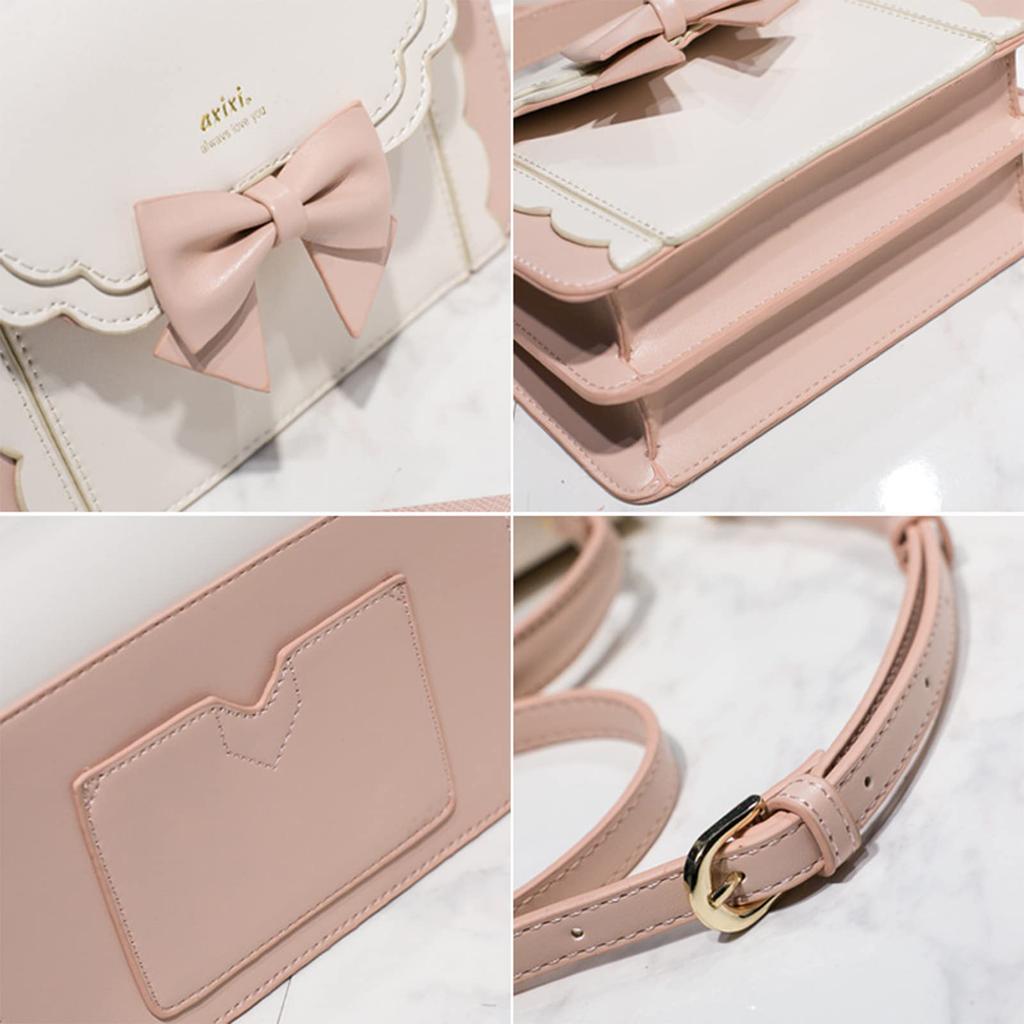 [JIANGBOMEI] 2-Way Shoulder BagHandbagPochette Bag with Ribbon, Elegant Small Crossbody Bag for Lolita, Student, and Cosplay, Popular and Stylish PU