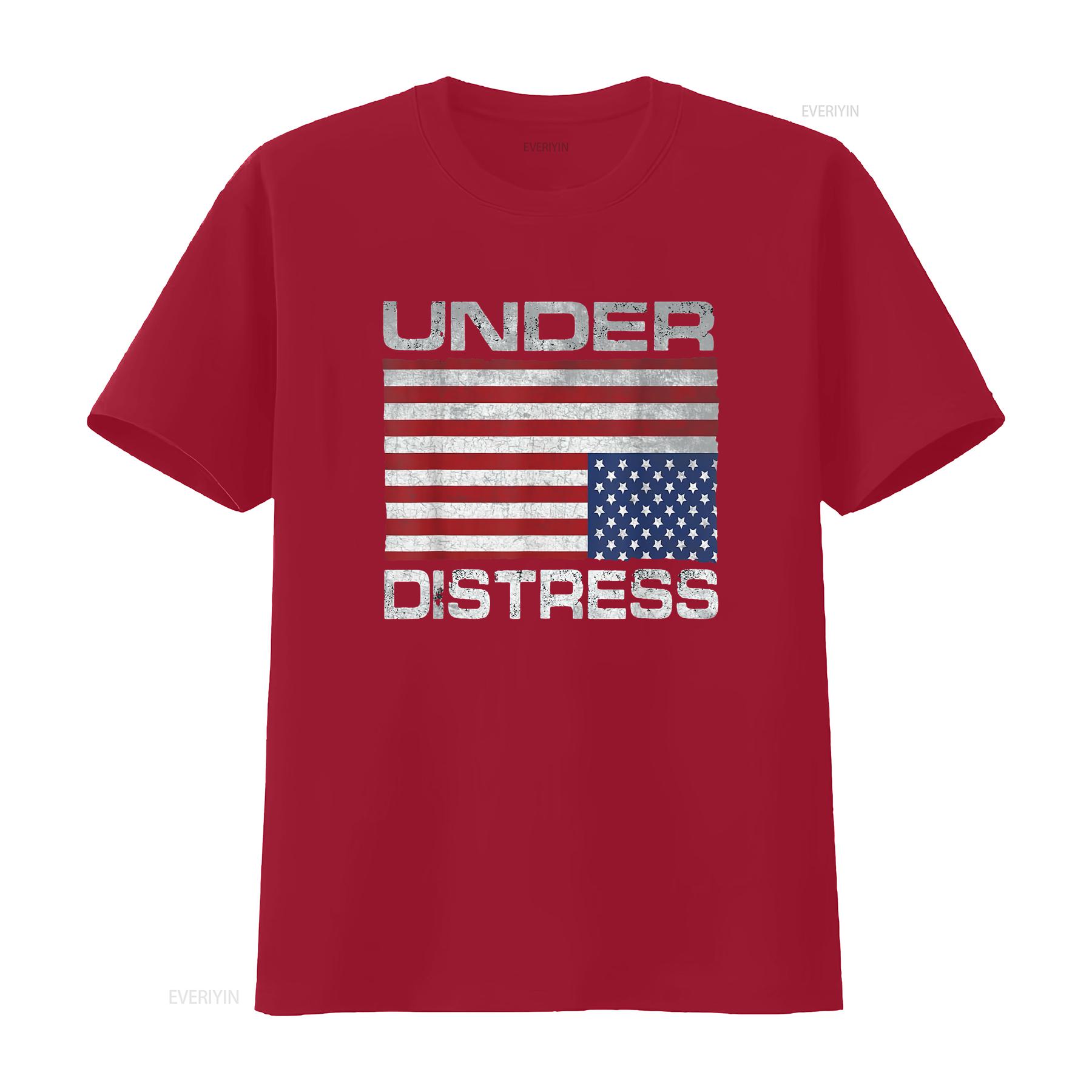 

Under Distress Tattered Upside Down American Flag T Shirt vintage Washed Comfortable fashion Unisex Soft streetwear Breathable S