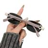 Lunettes de soleil Rétro Européennes Cadre Métallique Ovale Protection UV Strass - 2026 Style Tendance Haut de Gamme