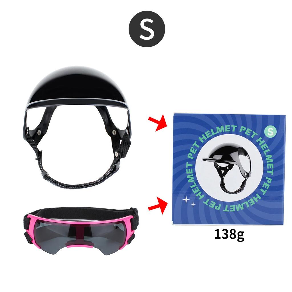 Dog Goggles with Helmet for Small Dogs Punk Style Doggy Helmet Sunglasses Set Small Dogs Outdoor Driving Walking Dog Accessories
