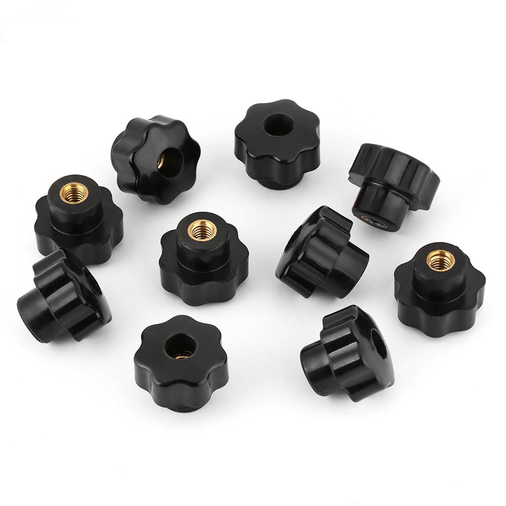 10pcs Universal Black Color Plastic Round Shape Knob Handle M6*25 for Machine Tool