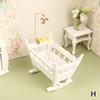 1Set 1:12 Dollhouse Iron European Bed Mini Cradle with Mattress Cushion Ornaments Miniature Furniture Bedroom Decor Toy